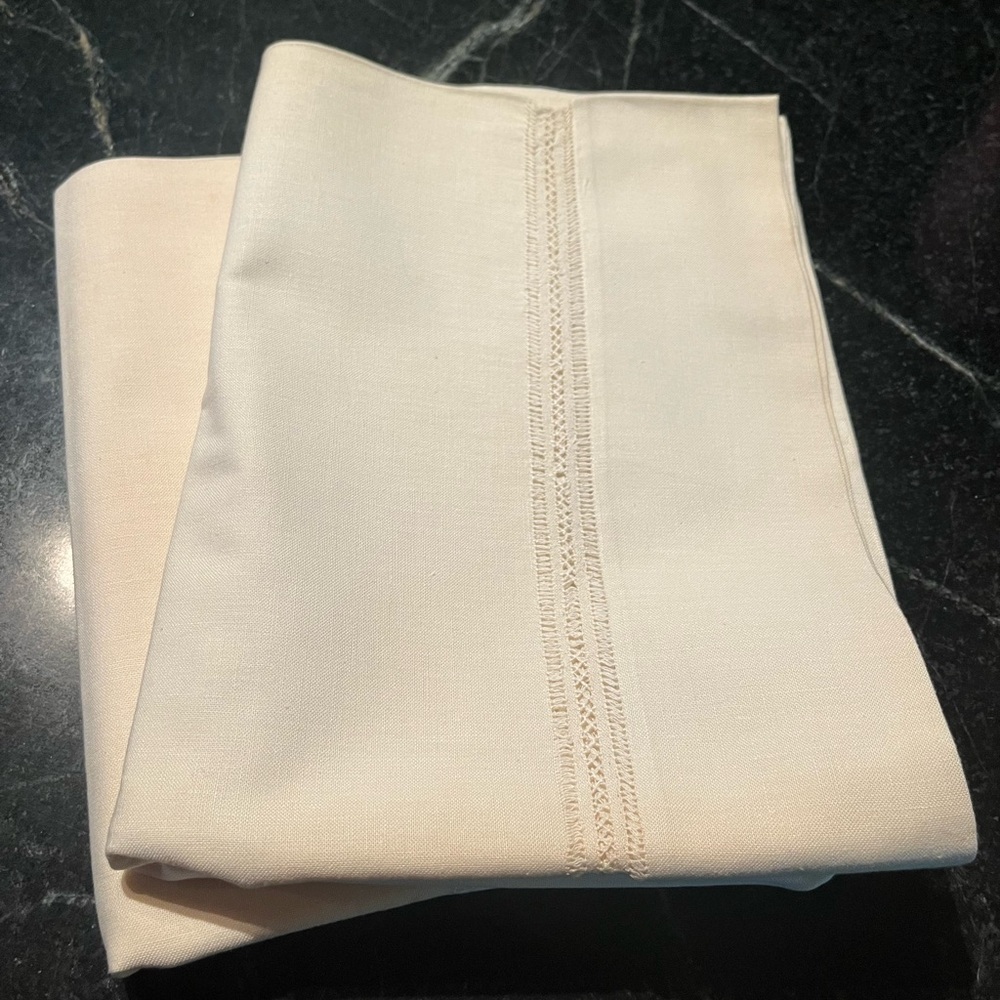 Set of two (2) Vintage Hand Tatted Pillowcases
